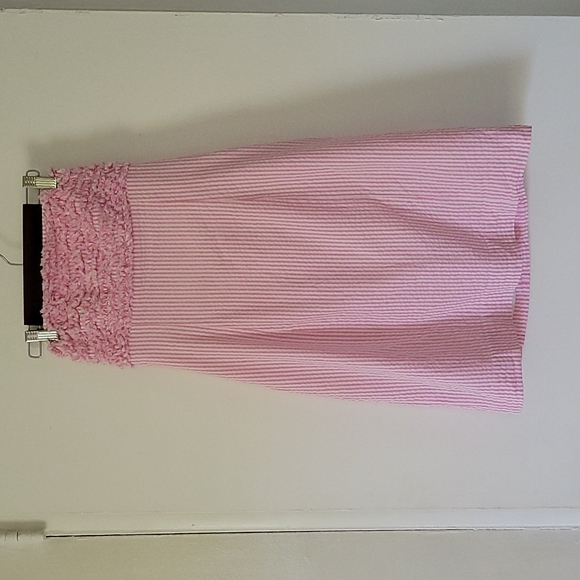 Lilly Pulitzer Franco Pink & White Seersucker Strapless Dress Sz 4